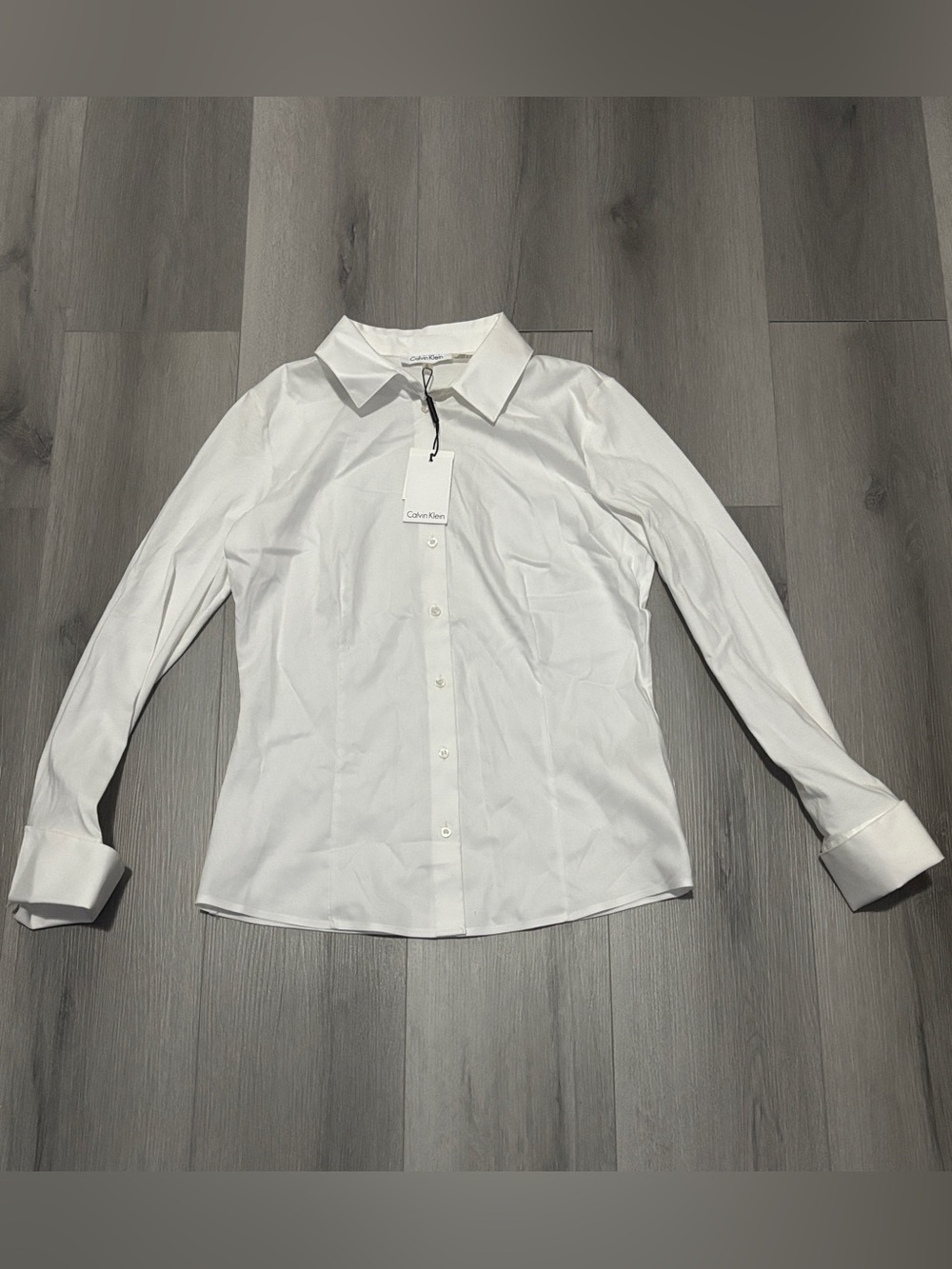 NWT Calvin Klein Women's Knit Combo Long Sleeve Button Down Shirt Size Small